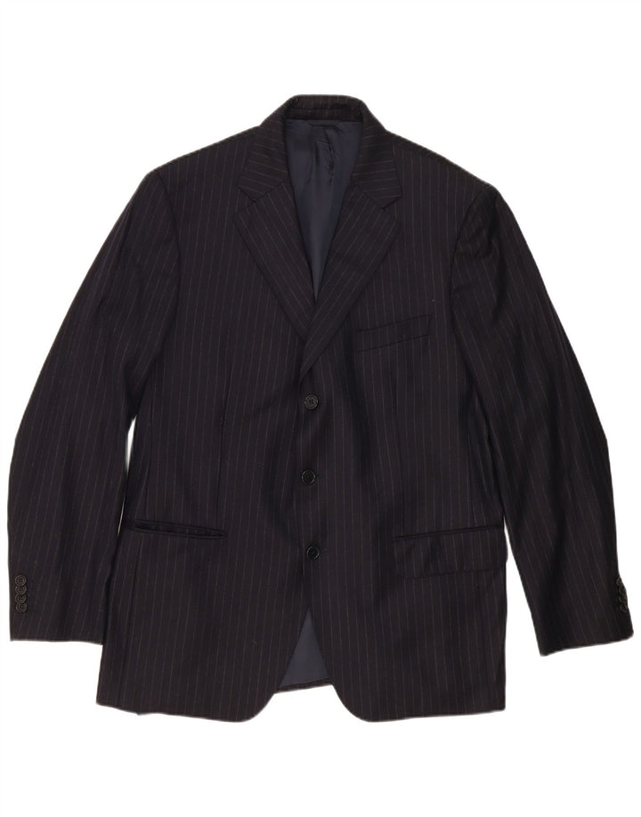 Loro Piana Męska marynarka zapinana na 3 guziki IT 54 2XL Granatowa, wełniana w prążki