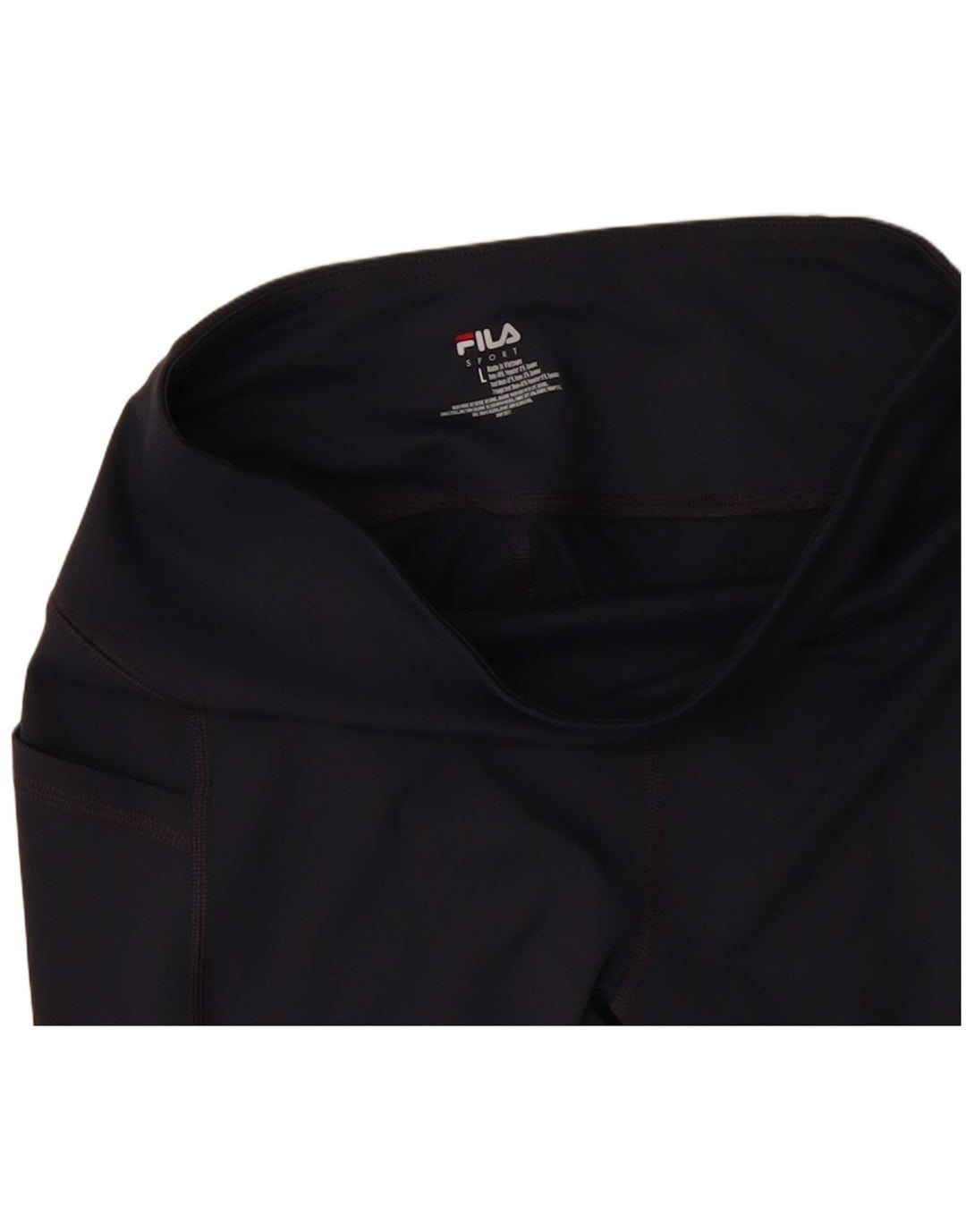 FILA Womens Crop Leggings UK 14 Large  Navy Blue Colourblock Polyester