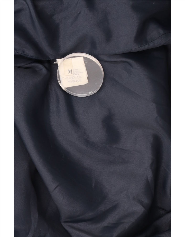 Vintage damski oversize budrysowy płaszcz UK 14 średni granatowy wełniany