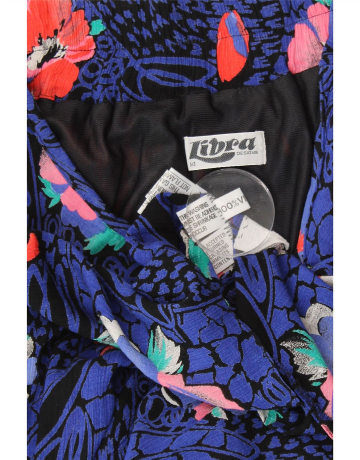 Damska spódnica midi LIBRA UK 14 Medium W30 Niebieska wiskoza w kwiaty