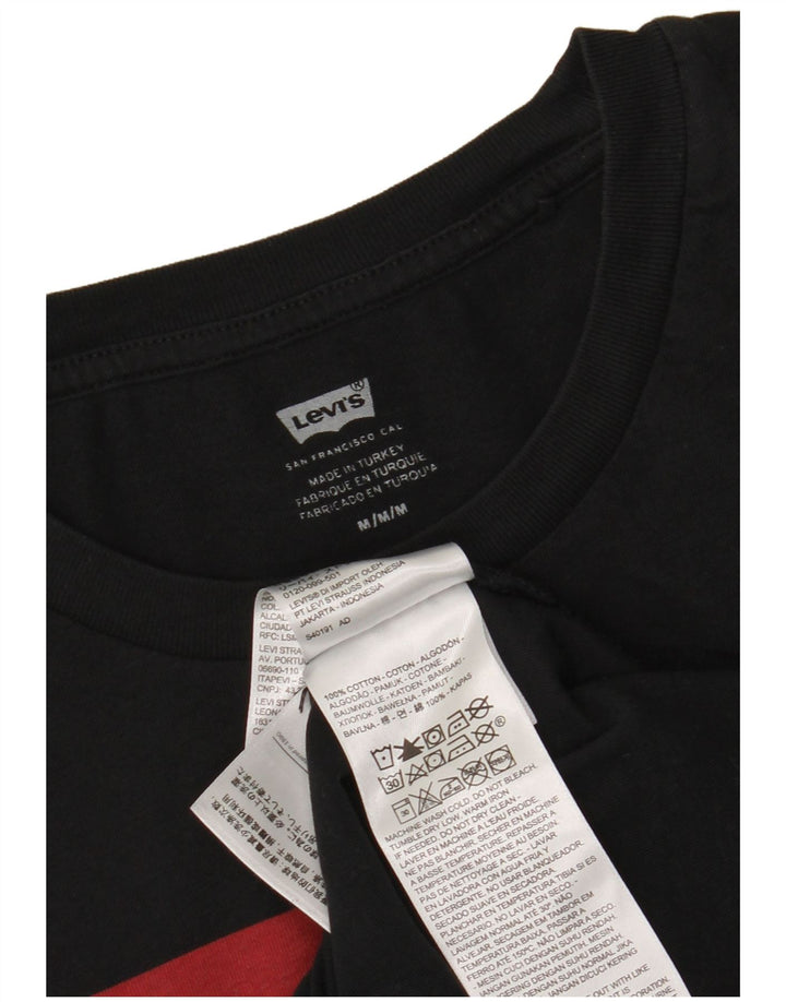 LEVI'S Womens Graphic T-Shirt Top UK 12 Medium Black Cotton
