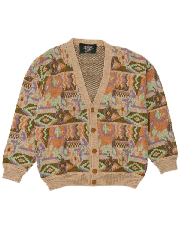 Sweter męski w stylu vintage, średni, wielobarwny, geometryczny akryl
