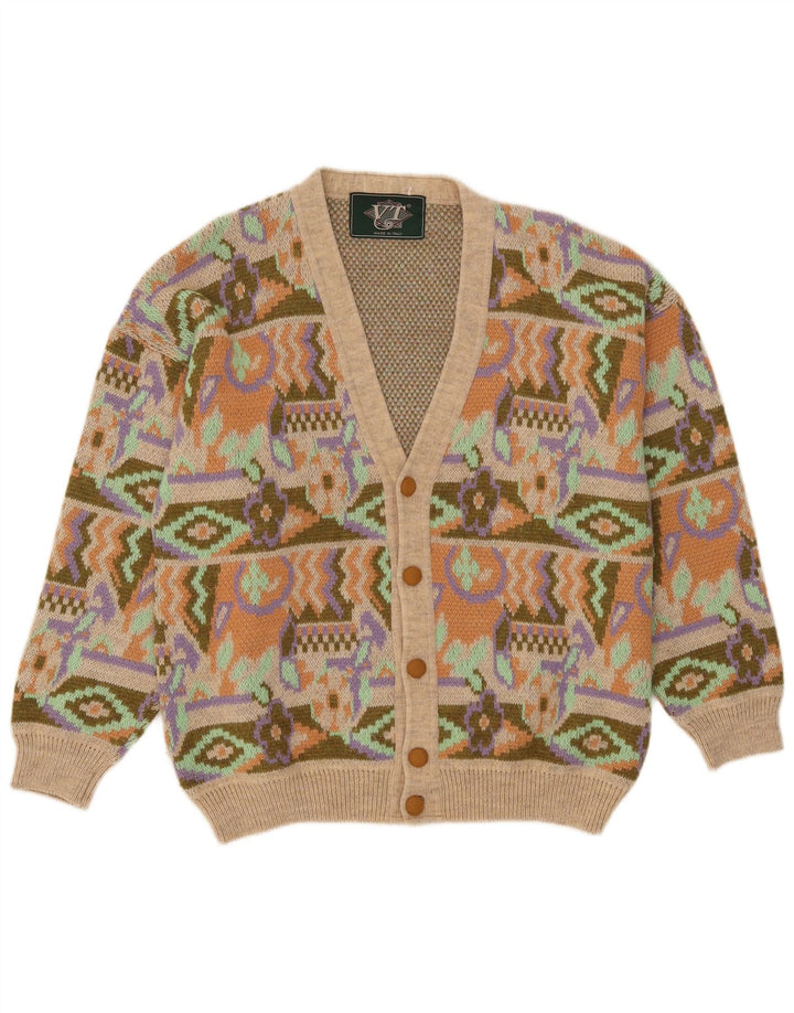 Sweter męski w stylu vintage, średni, wielobarwny, geometryczny akryl