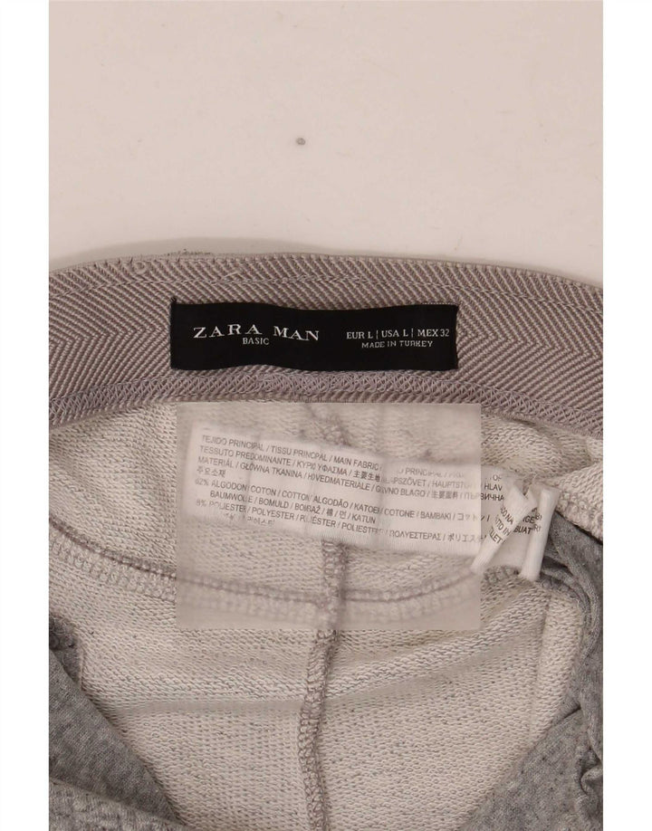 Męskie spodnie dresowe Zara Joggers, duże, szare, bawełniane w plamki