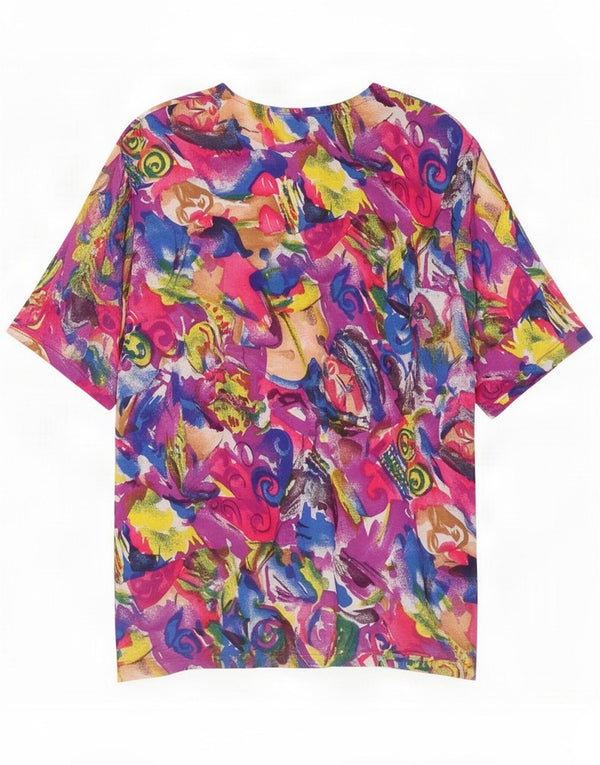Bluzka damska w stylu vintage UK 18 XL wielokolorowa geometryczna
