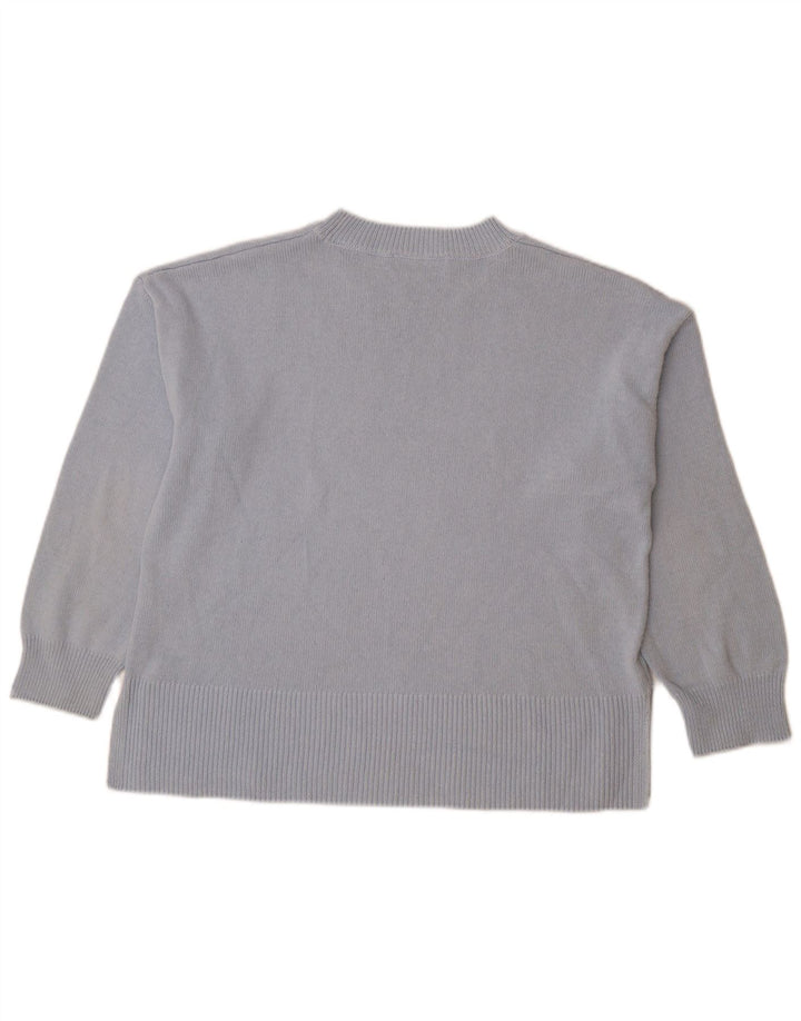 Damski sweter oversize Zara z okrągłym dekoltem UK 14, średni niebieski, bawełniany