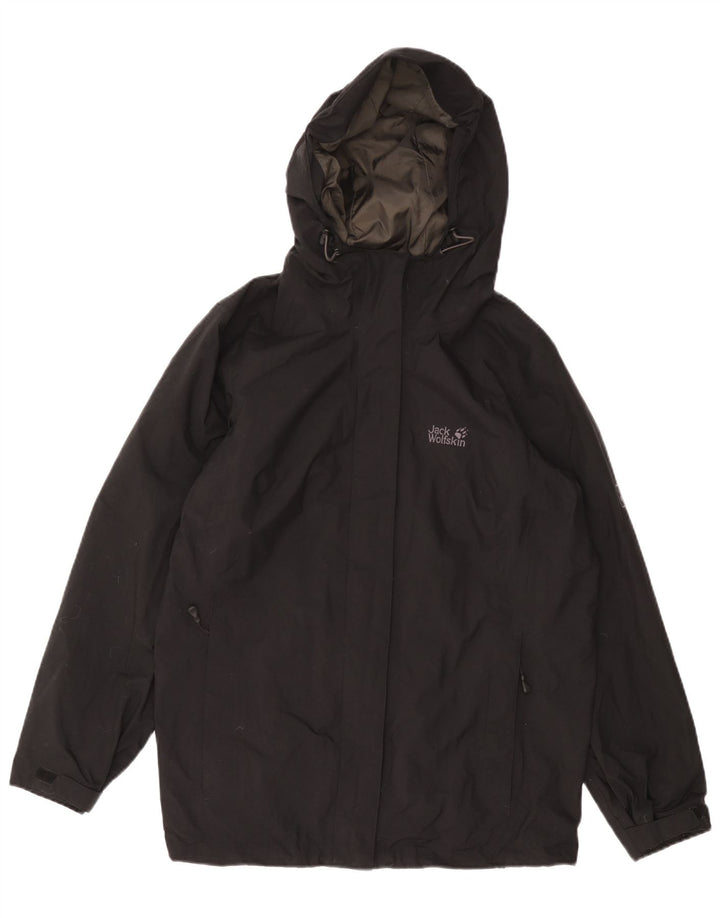 Damska kurtka przeciwdeszczowa z kapturem JACK WOLFSKIN UK 18/20 XL, czarny poliamid
