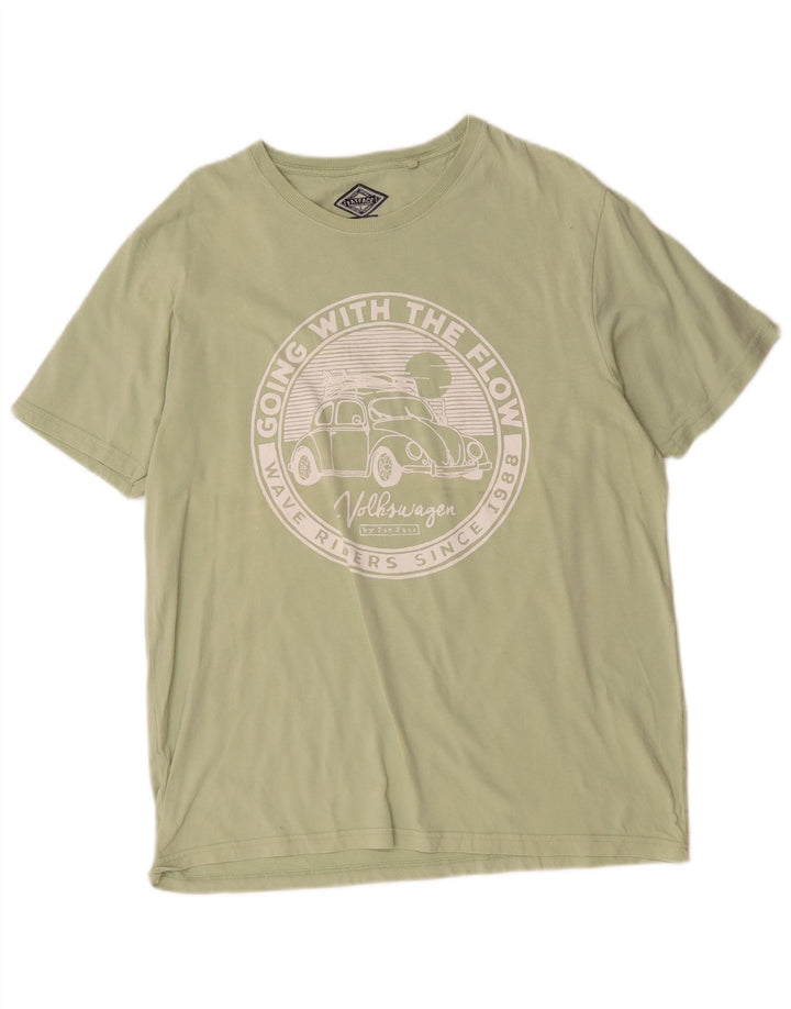 Męski T-shirt z grafiką Fat Face, duży, zielony, bawełniany