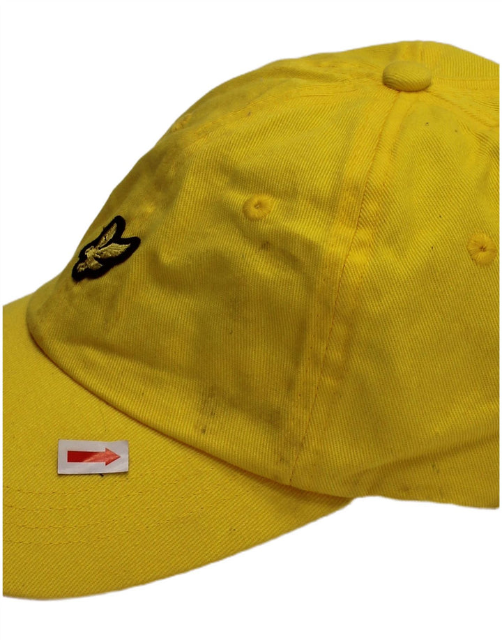 Męska czapka z daszkiem z grafiką LYLE & SCOTT w jednym rozmiarze, żółta, bawełniana, klasyczna