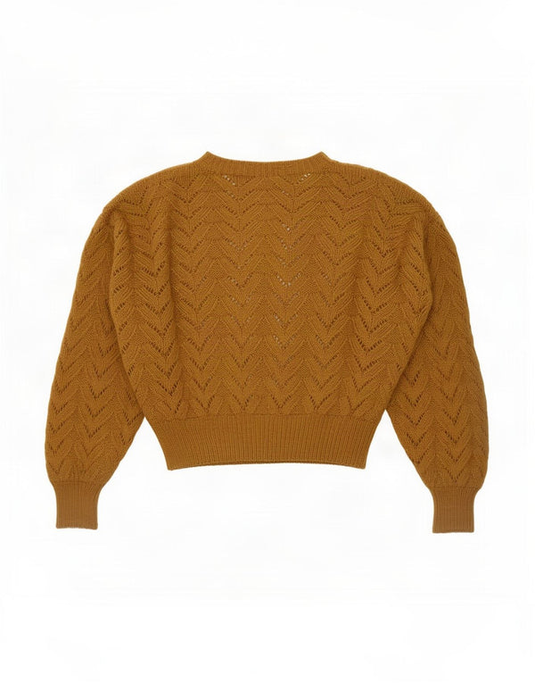 Sweter damski w stylu vintage z dekoltem w łódkę UK 16, duży brązowy