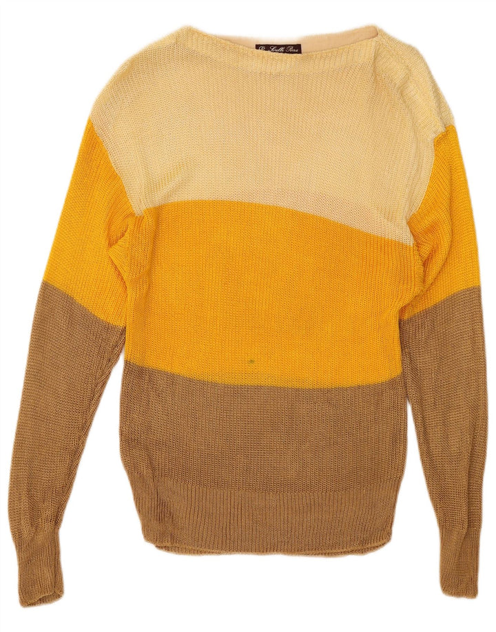 Sweter damski w stylu vintage z dekoltem w łódkę, UK 8, mały, wielokolorowy