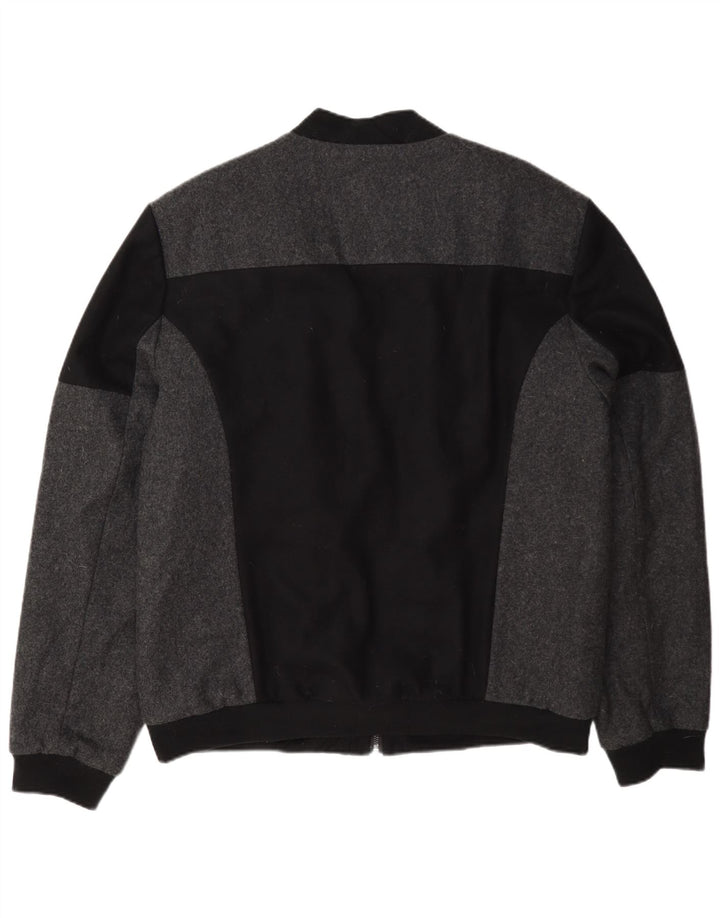 Męska kurtka bomber Calvin Klein UK 44 2XL Czarna wełna z blokami kolorów
