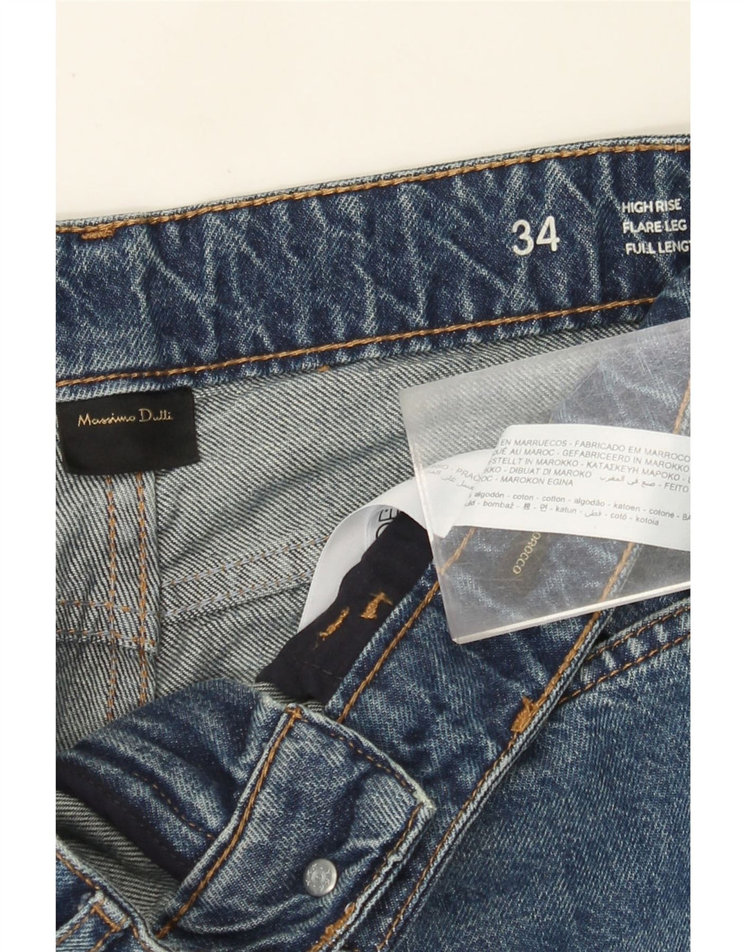 Damskie jeansy rozkloszowane z wysokim stanem Massimo Dutti W34 L35 Niebieska bawełna