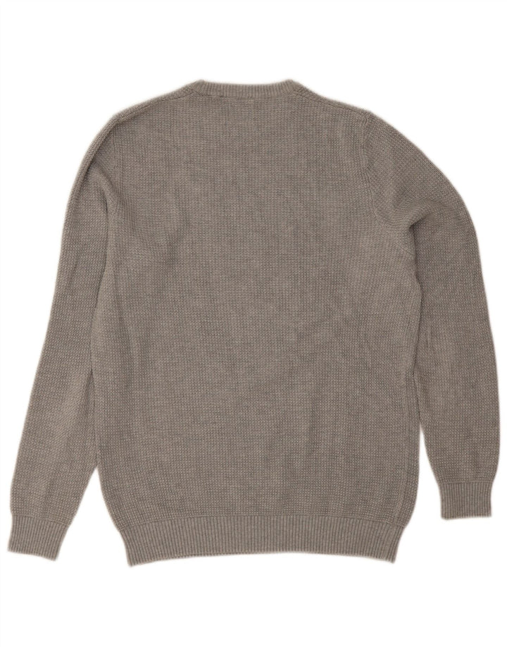 Męski sweter Zara z okrągłym dekoltem, średnioszary, bawełniany