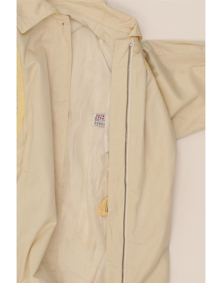 VINTAGE Womens 3/4 Sleeve Bomber Jacket UK 14 Large Beige Polyester Vintage Vintage and Second-Hand Vintage from Messina Hembry 