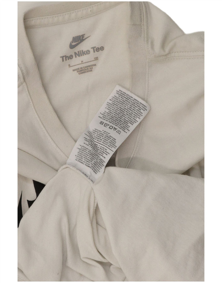 Męski T-shirt z grafiką Nike, mały, biały, bawełniany