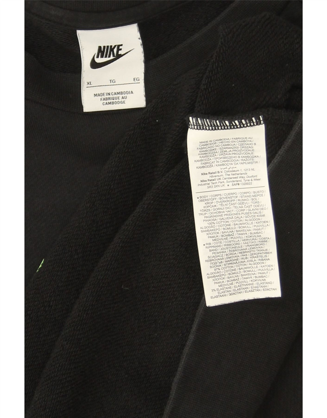 Męska bluza z grafiką Nike, XL, czarna, z blokami kolorów, bawełniana