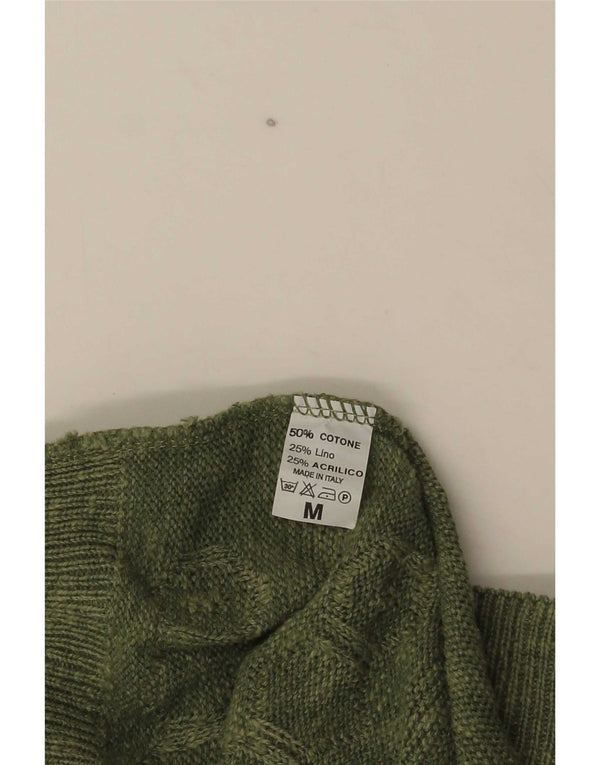 Vintage Womens Oversized Cardigan Sweater UK 14 Medium Green Flecked Cotton
