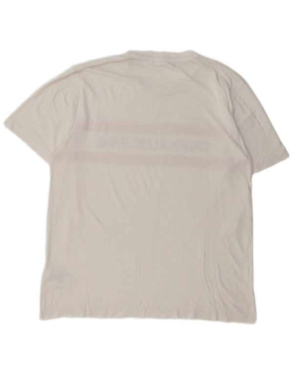 Męska koszulka z grafiką Calvin Klein Jeans Top XL, biała bawełna