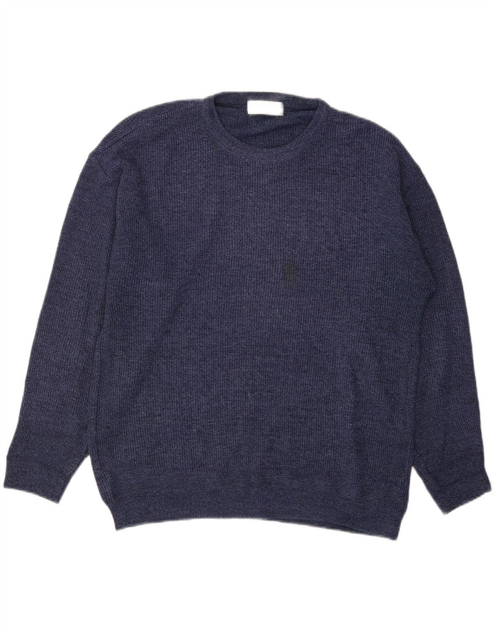 Marks & Spencer Męski sweter z okrągłym dekoltem, mały, granatowy, akrylowy