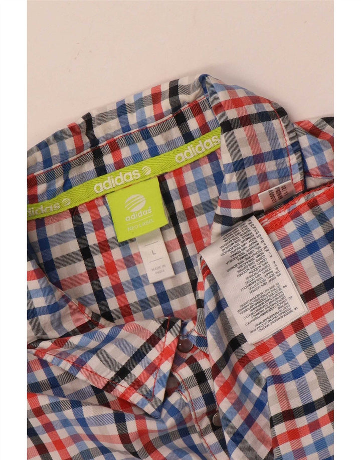 Męska koszulka z krótkim rękawem Adidas Neo Label, duża, wielokolorowa bawełniana kratka