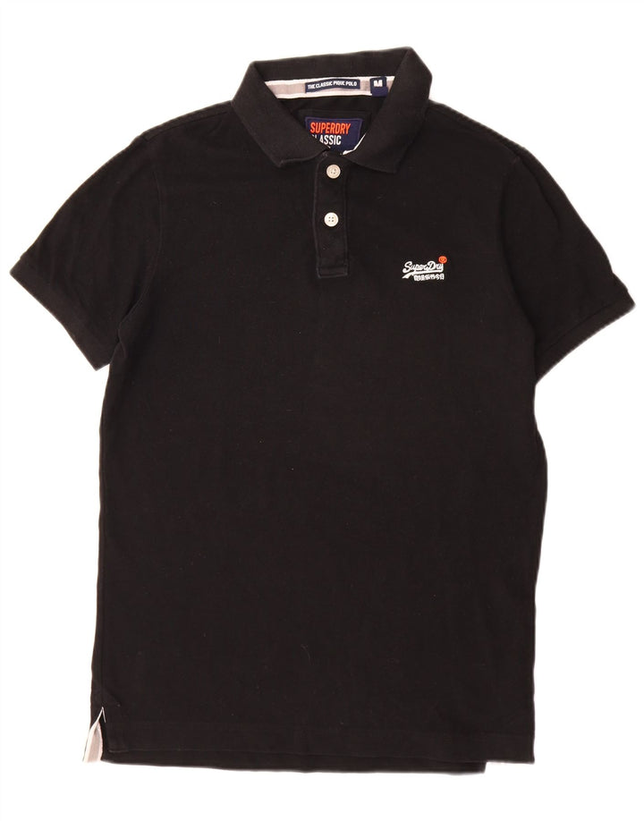 Męska koszulka polo Superdry o klasycznym kroju, średnia czarna, bawełniana
