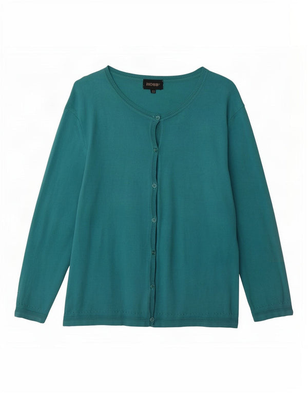 Damski sweter rozpinany Hobbs z rękawem 3/4, UK 16, duży, niebieski, bawełniany