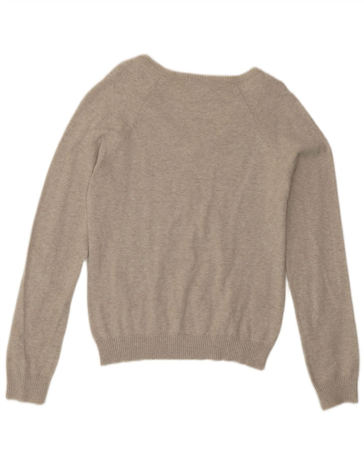 Sweter damski Zara z dekoltem w kształcie litery V, UK 14, duży, beżowy