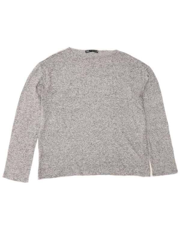 Damski top z długim rękawem Zara UK 10 Small, szara, nakrapiana wiskoza