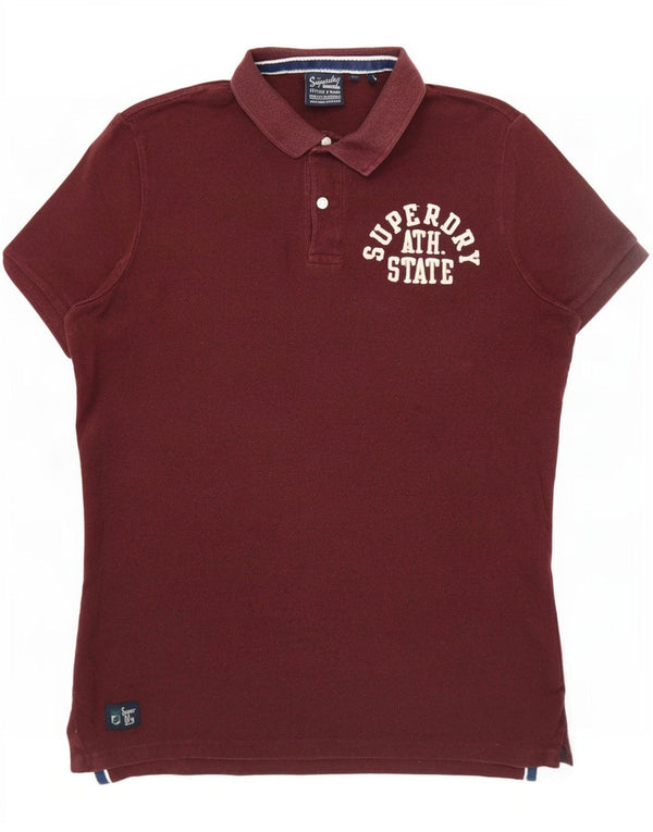 Superdry Mens Graphic Polo Shirt Medium Burgundy Cotton