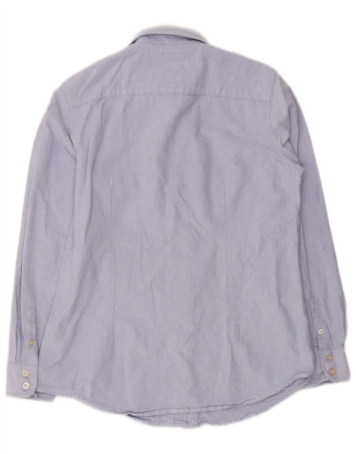 Crew Clothing Damska dopasowana koszula UK 12, średnia niebieska, bawełniana