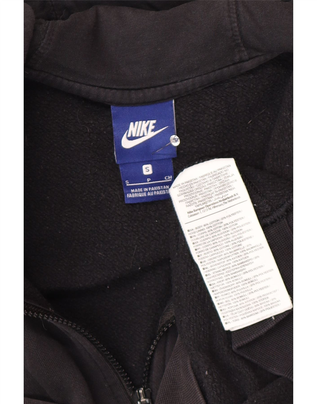 Męski sweter z kapturem i zamkiem błyskawicznym Nike, mały, czarny, bawełniany