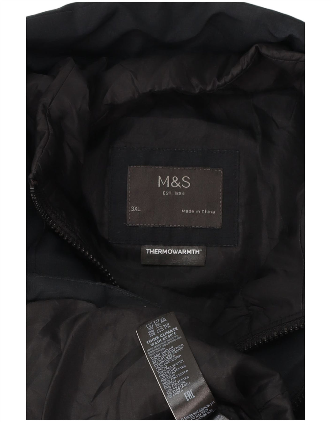 Marks & Spencer Męska ocieplana kurtka UK 46 3XL Czarny poliester