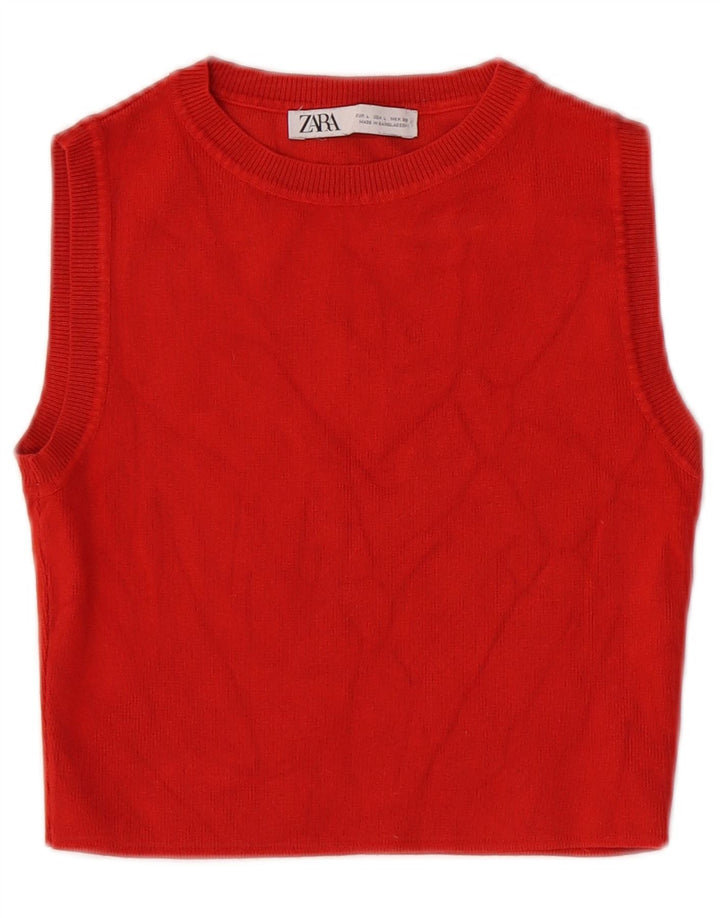 Damski krótki top Zara UK 14 Large Red Viscose