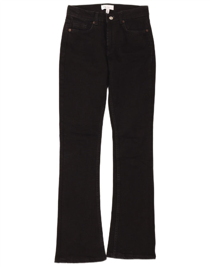 Damskie jeansy rozkloszowane Zara EU 34 2XS W24 L32 Czarne bawełniane