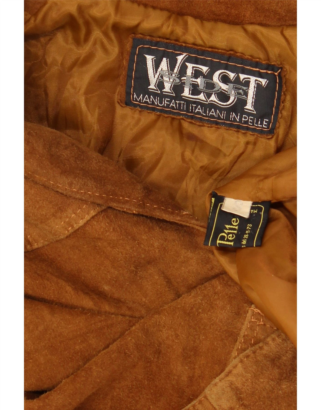 Vintage damska marynarka oversize zapinana na 3 guziki, zamszowa UK 10, mała brązowa