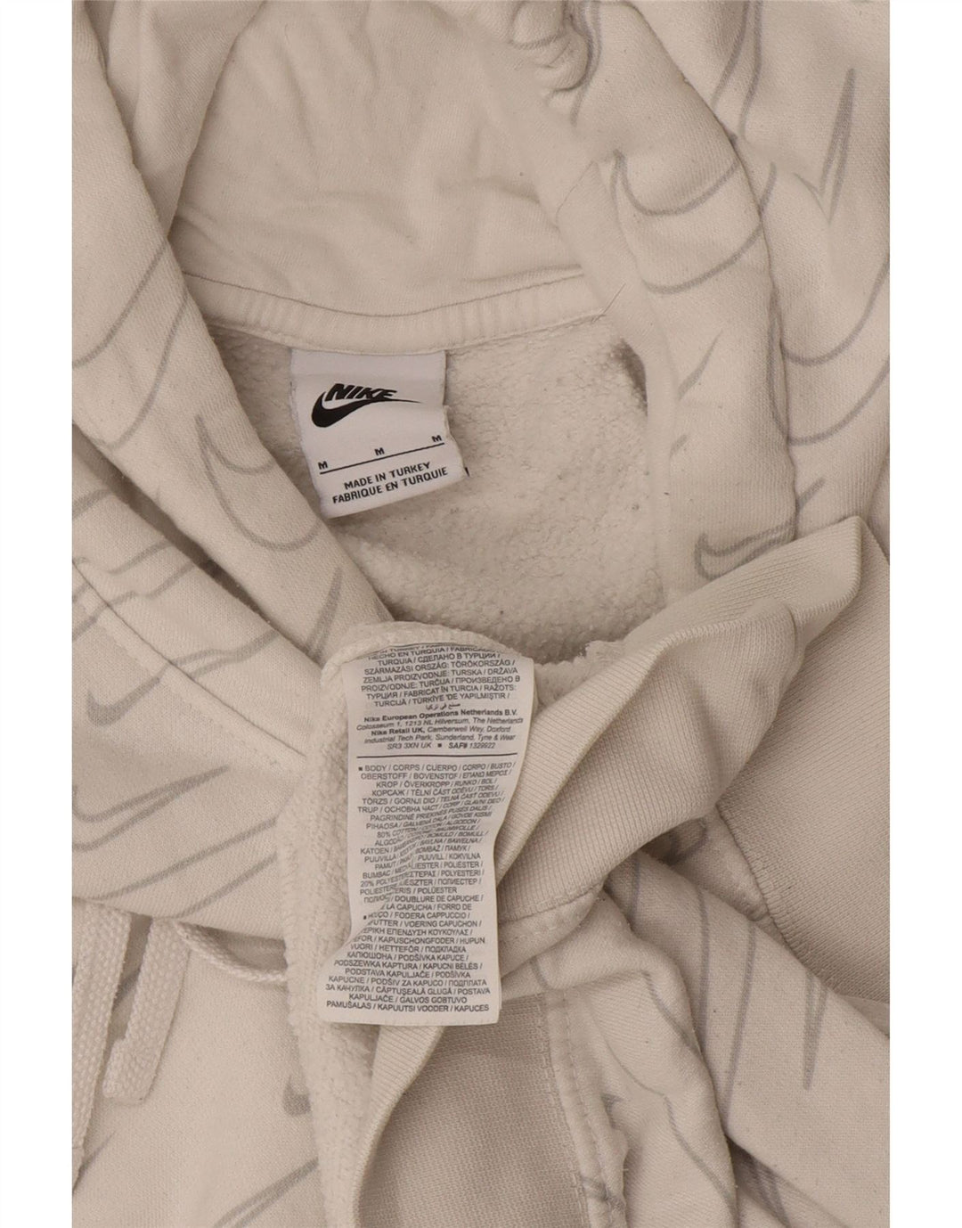 Męski sweter z kapturem Nike z grafiką, średni, złamanej bieli, bawełniany