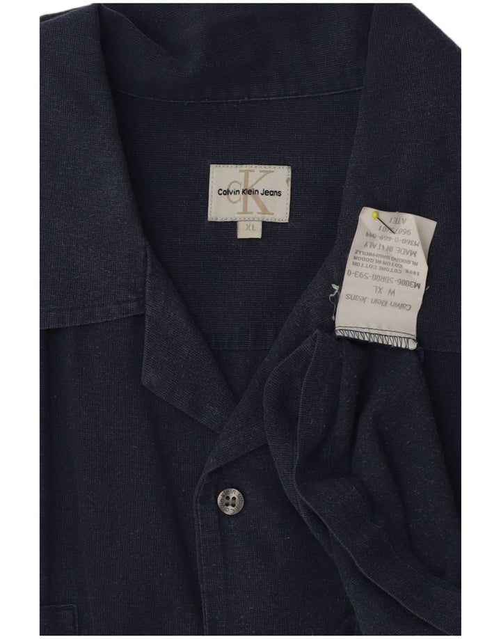 Koszula męska z krótkim rękawem Calvin Klein Jeans XL, granatowa, bawełniana