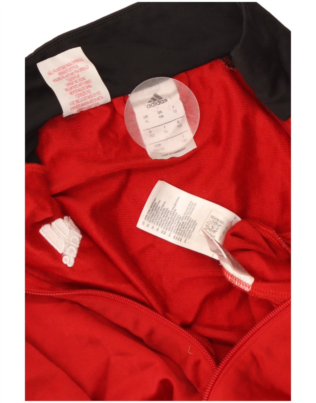 ADIDAS Boys Tracksuit Top Jacket 11-12 Years Large Red Colourblock