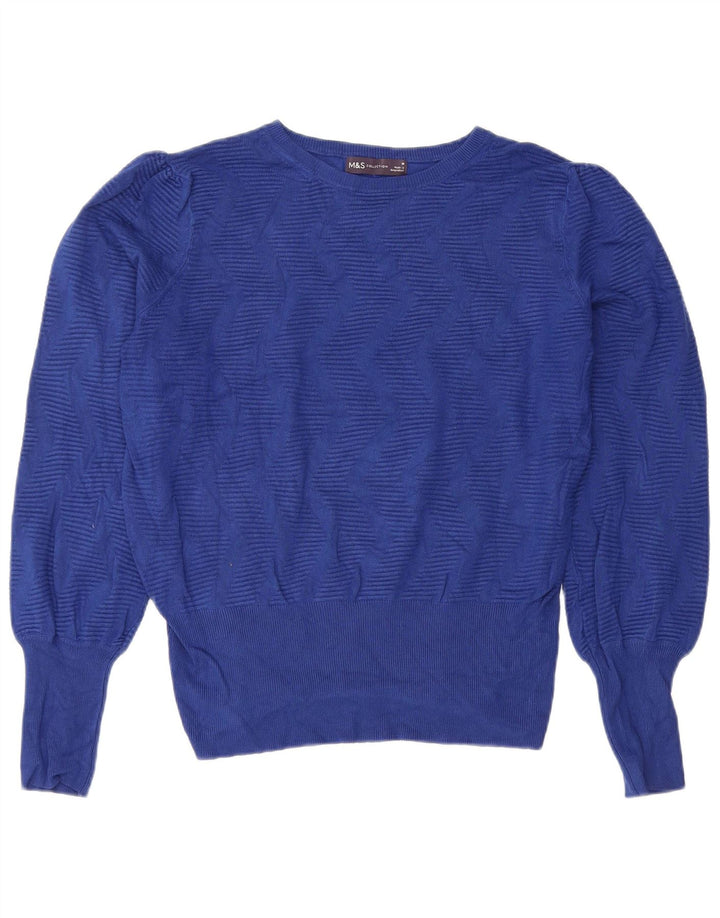 Marks & Spencer Damski sweter z dekoltem w łódkę, UK 14, średni niebieski