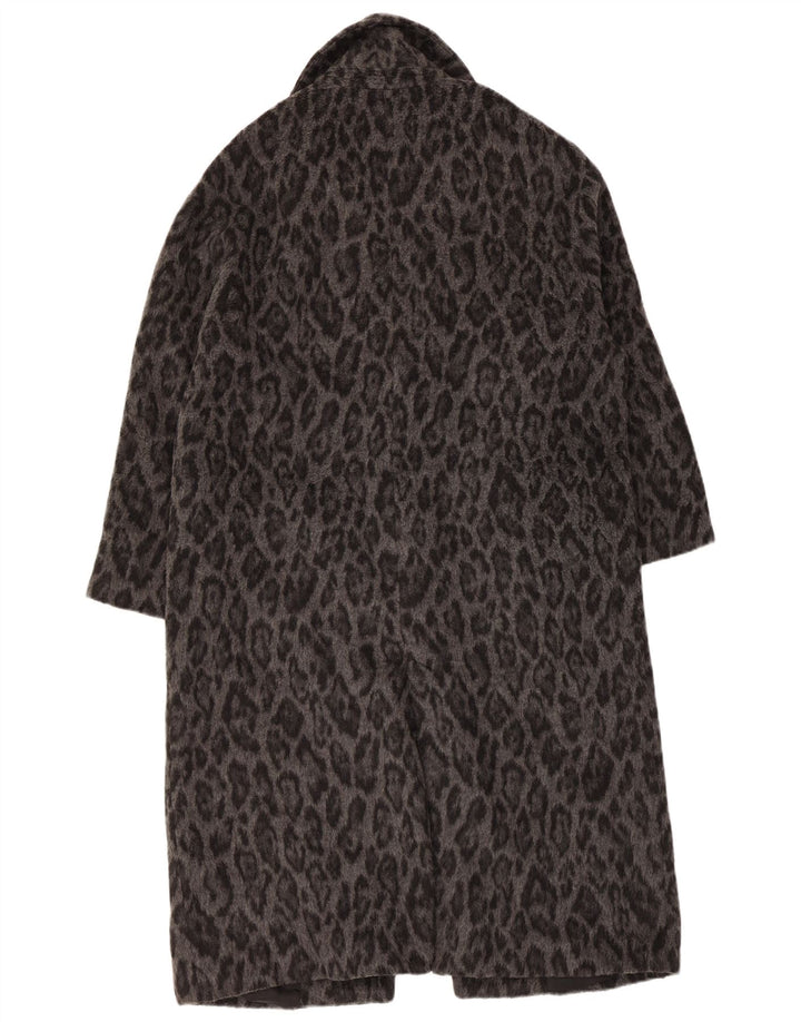 Damski płaszcz oversize Zara UK 6 XS Szary, wełniany nadruk zwierzęcy