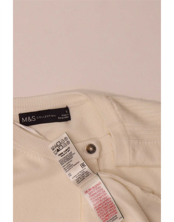 Marks & Spencer Damski sweter kardigan UK 12 Średni złamanej bieli, wiskoza