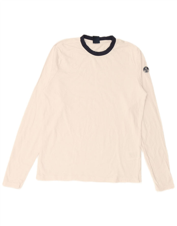 Top męski NORTH SAILS z długim rękawem XS, biały, bawełniany