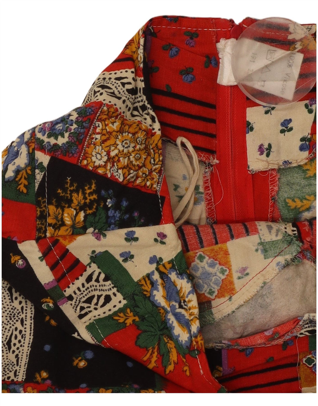 Damska spódniczka mini VINTAGE W28 Średnia wielobarwna patchworkowa wiskoza