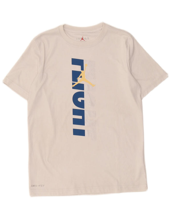 Chłopięcy T-shirt z grafiką Jordan Dri Fit, 13-14 lat XL, szary, poliester