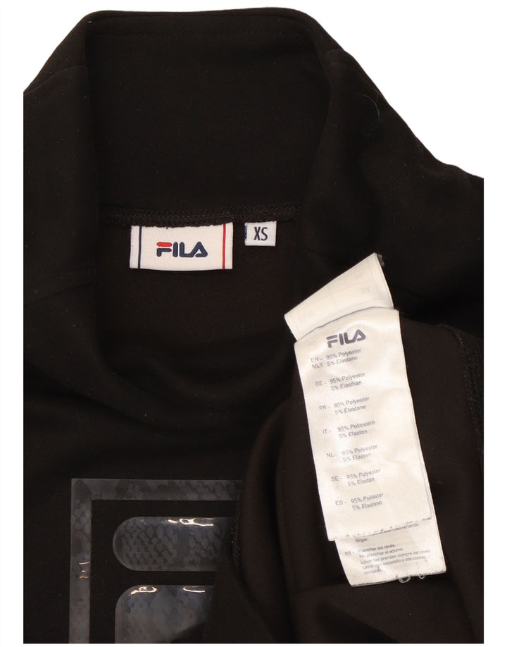 Damski top Fila Crop Oversize z grafiką, długim rękawem, UK 6 XS, czarny poliester