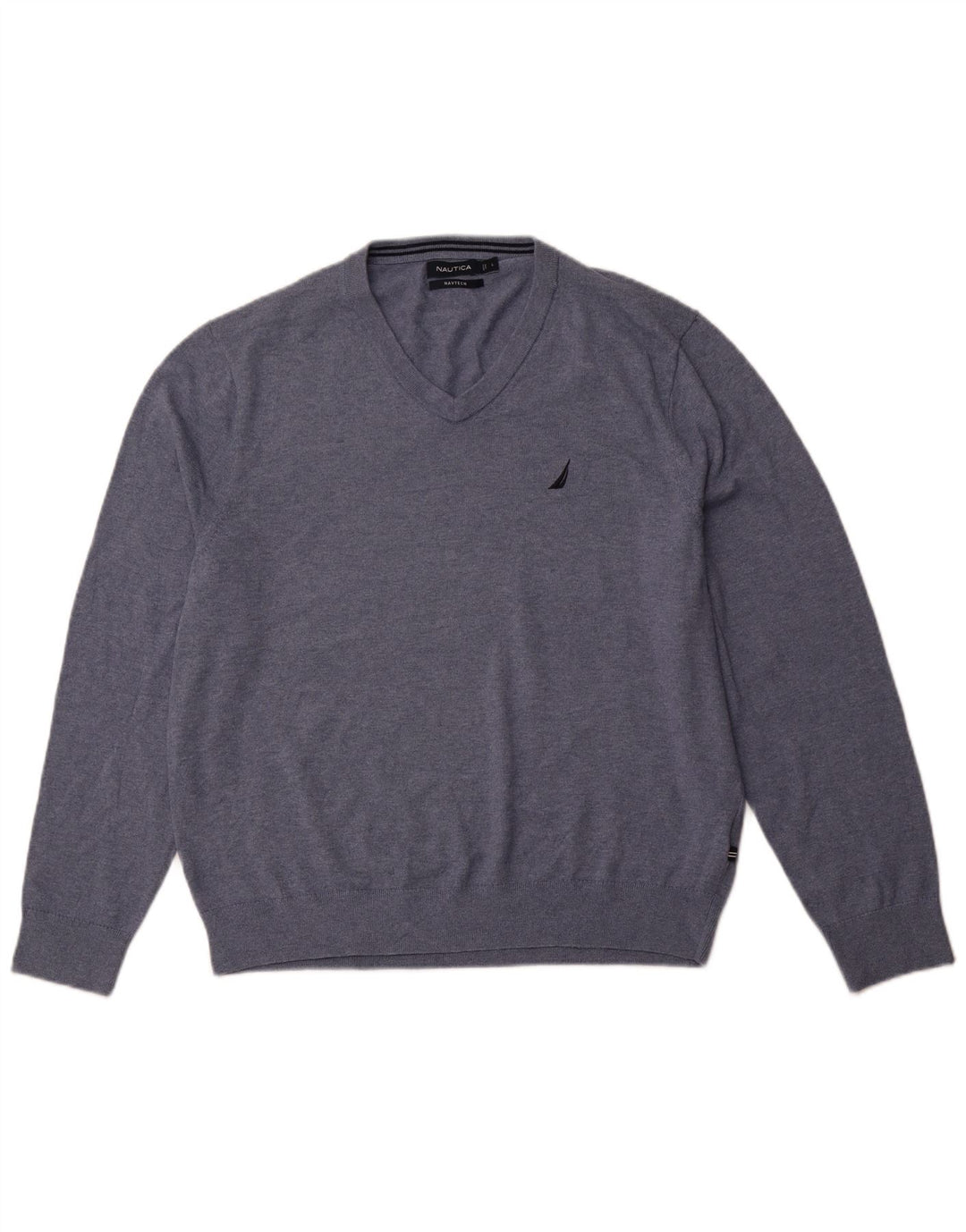 Męski sweter NAUTICA Navtech z dekoltem w kształcie litery V, duży, niebieski, bawełniany