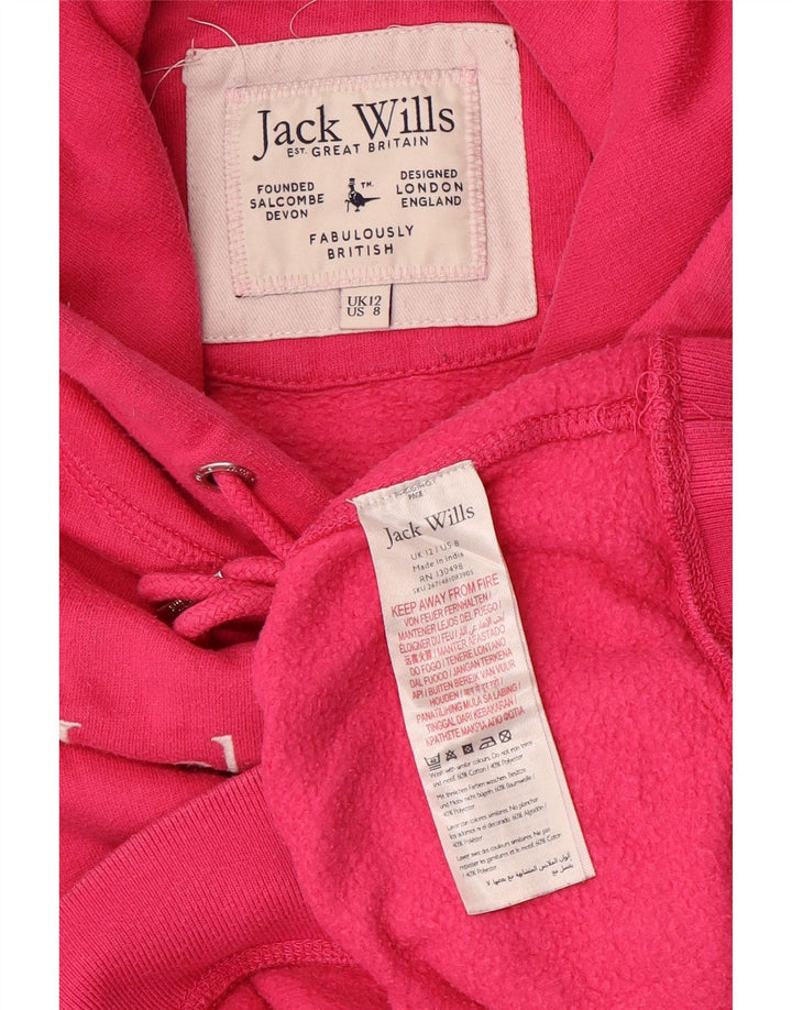 JACK WILLS Damski sweter oversize z kapturem i grafiką, UK 12, średni róż