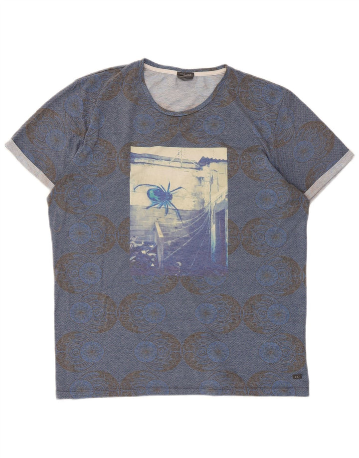 Męski T-shirt z grafiką Jack & Jones Top 2XL Niebieski geometryczny poliester