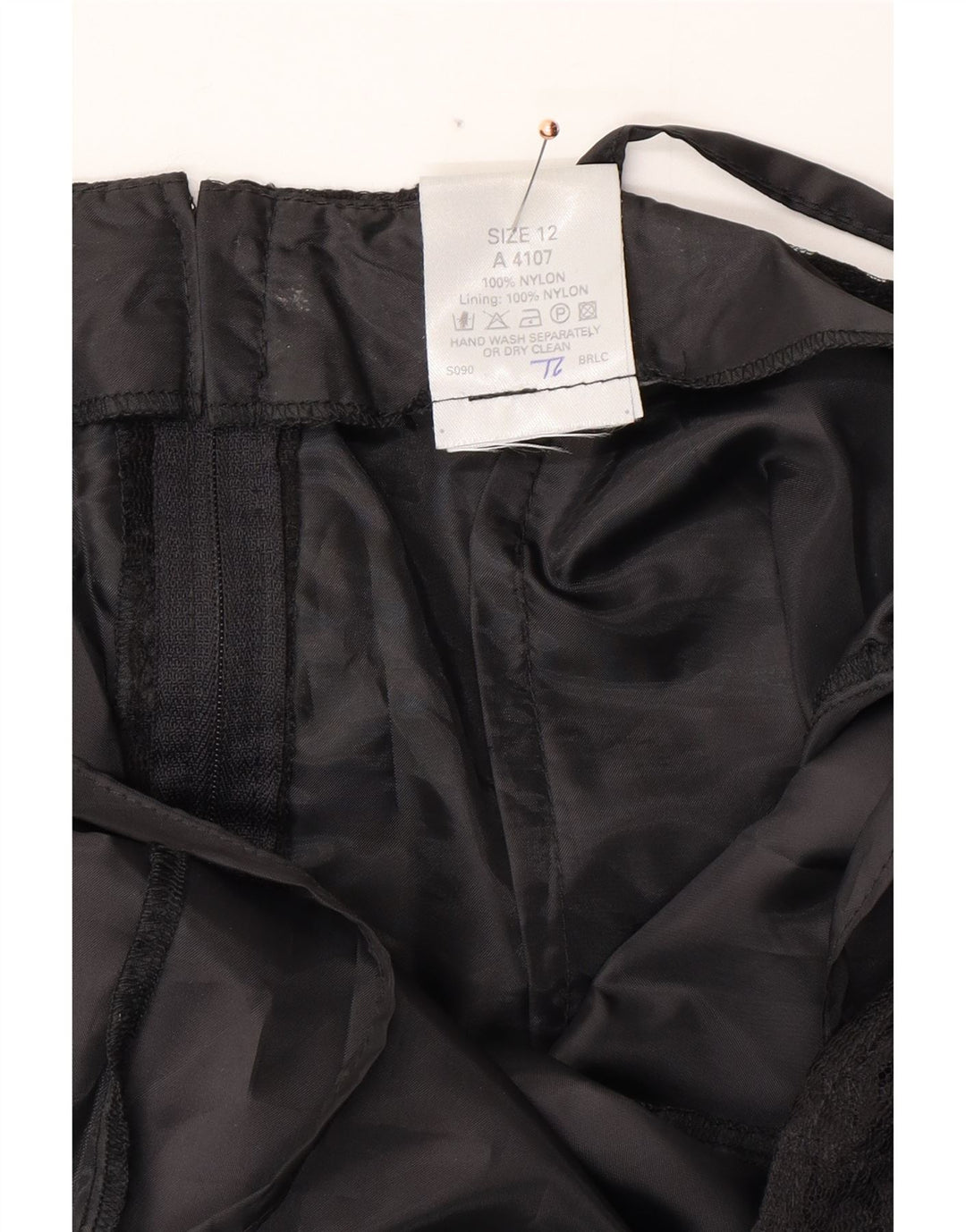 KLASYCZNA damska sukienka o linii A UK 12 Średni czarny kwiatowy nylon